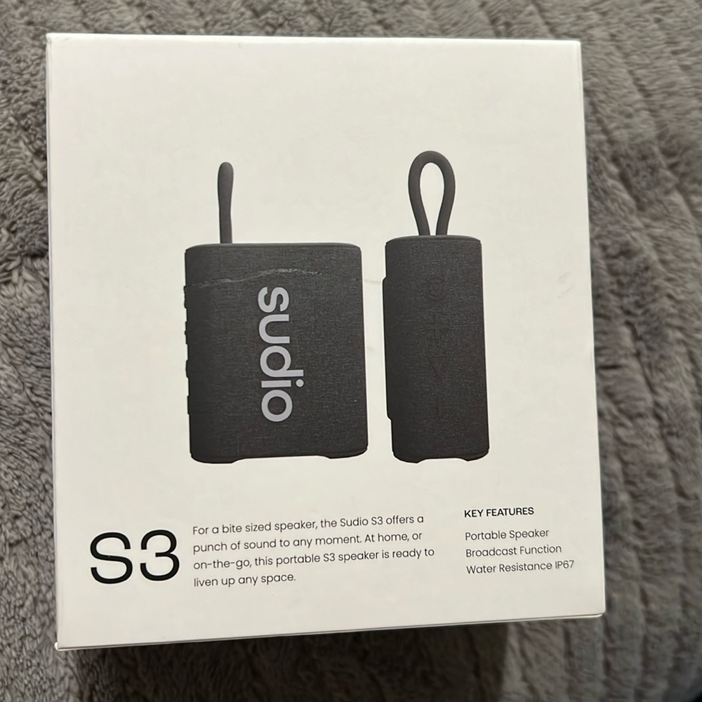 Sudio S3 THE SPEAKER ON-THE-GO Portable Wireless Bluetooth Waterproof Black